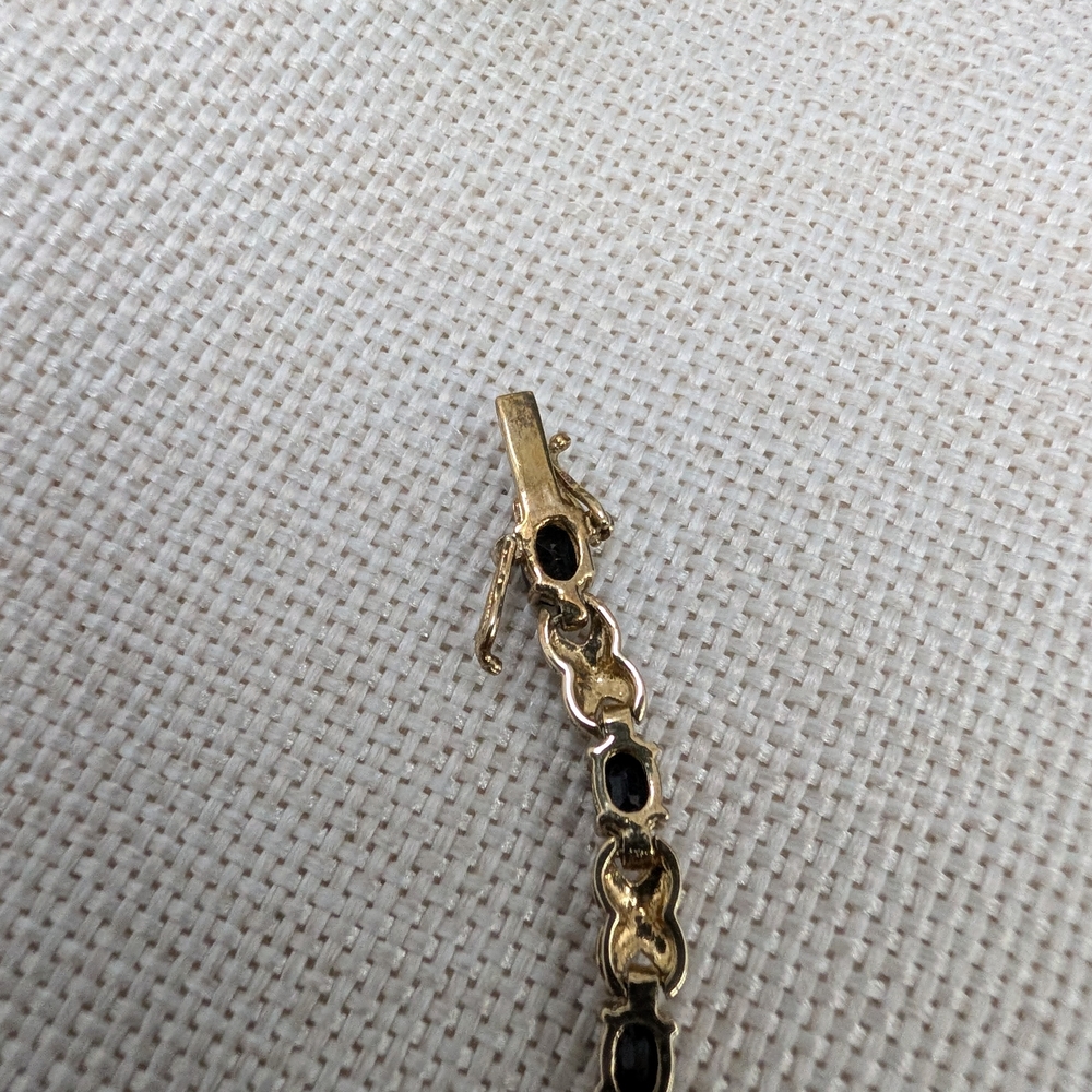 Vintage 925 Sterling Silver Gold Vermeil Black Onyx Bracelet | 7.25" | 12.2g - Picture 12 of 17